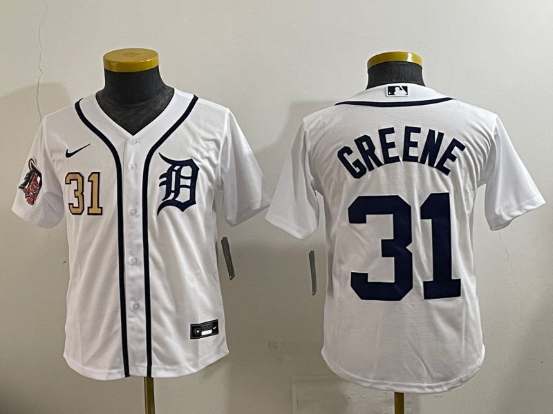 Youth 2025 Detroit Tigers #31 Greene White Game Nike MLB Jersey style 1
